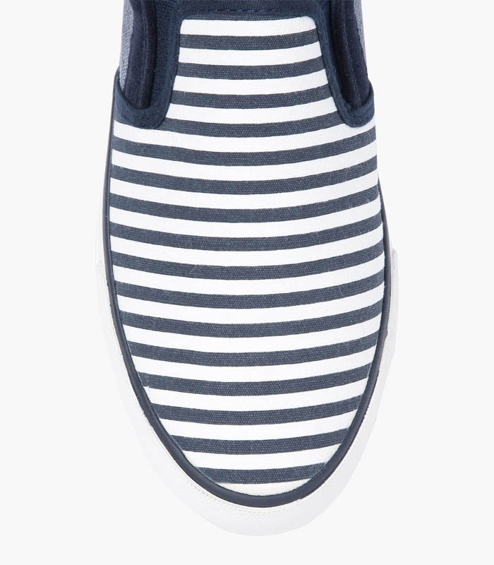 Men Navy & White Striped Shoes - Front